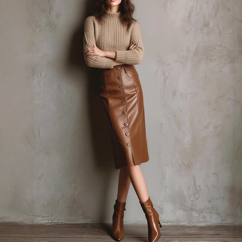 Women's Faux Leather Bodycon Skirt