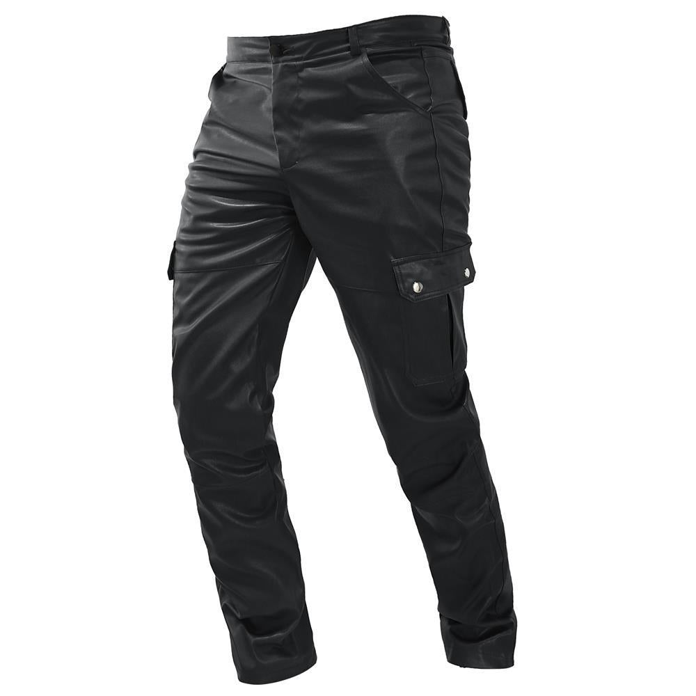 Tooling Straight Casual Men's Leather Pants