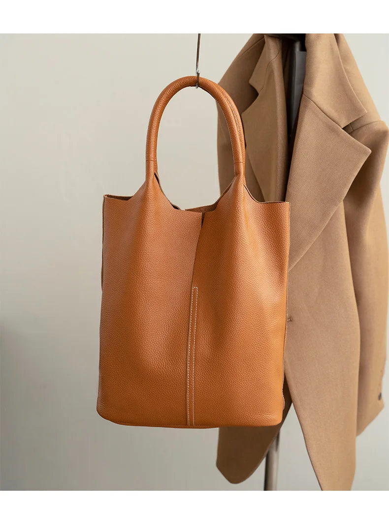 Ladies Soft Cowhide Tote Shoulder Handbag