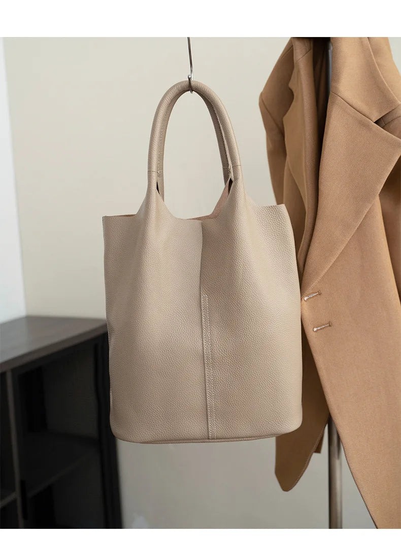 Ladies Soft Cowhide Tote Shoulder Handbag