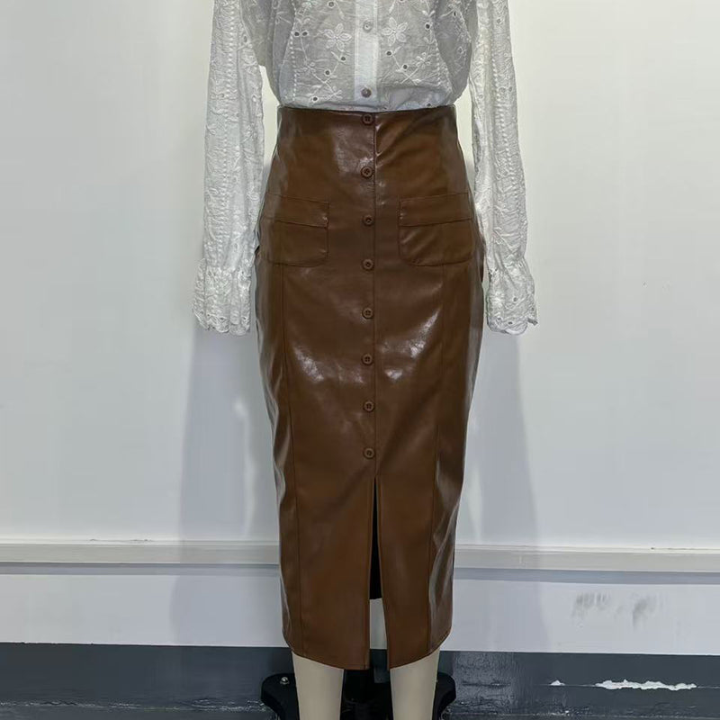 Women's Faux Leather Bodycon Skirt